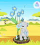 Crochet forget me not elephant sculpture. Elephant ornament.  Elephant gift. - Image 5