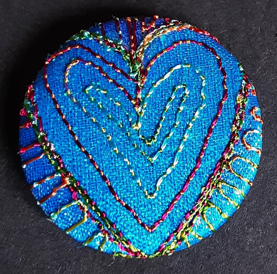 Buttons 1 inch button Hand Dyed Silks and Cottons Free Machine Embroidery Button