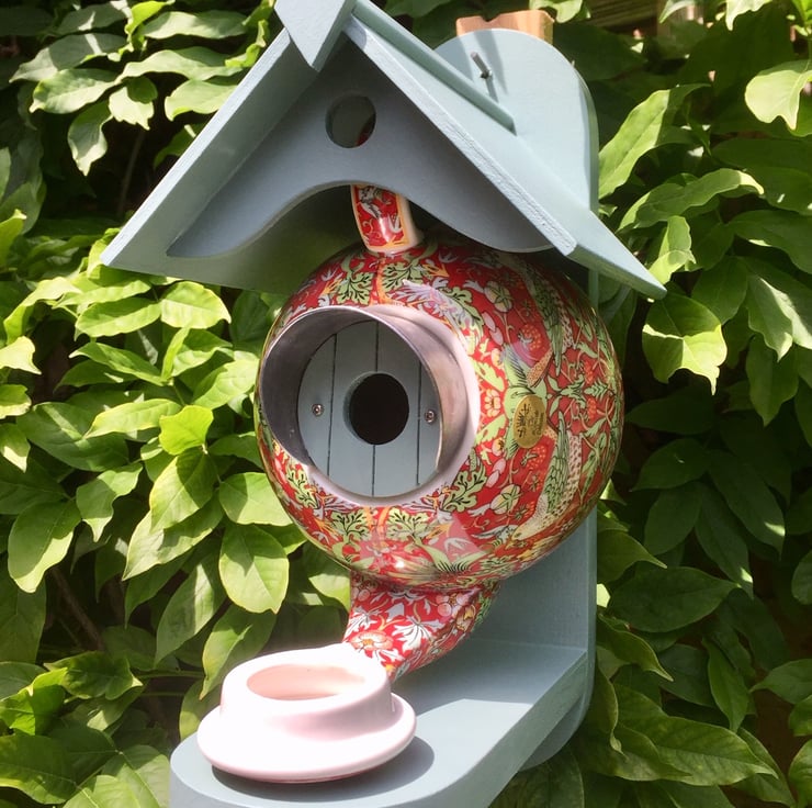 Teapot Bird House and Feeder Folksy