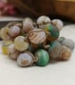 Crazy agate knotted cord green, yellow, brown and orange necklace, toggle clasp  - Image 6