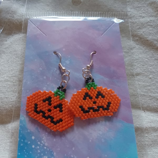 Beaded Pumpkin Earrings 