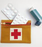 Pocket-size First Aid Purse with Appliquéd Red Cross. Upcycled fabrics. - Image 2