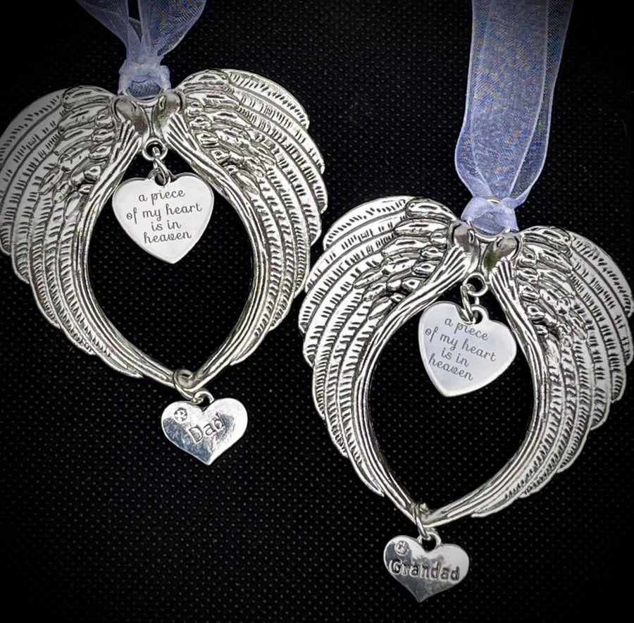 Large Wings Memorial Hanging Decoration Mum & Dad For Pauline