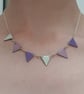 Enamel bunting necklace, Pink and lilac, Pastel jewellery - Image 2
