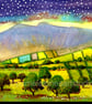 Starry Sky, The Brecon Beacons, Wales, Watercolour Painting in 14 x 11'' Mount - Image 1