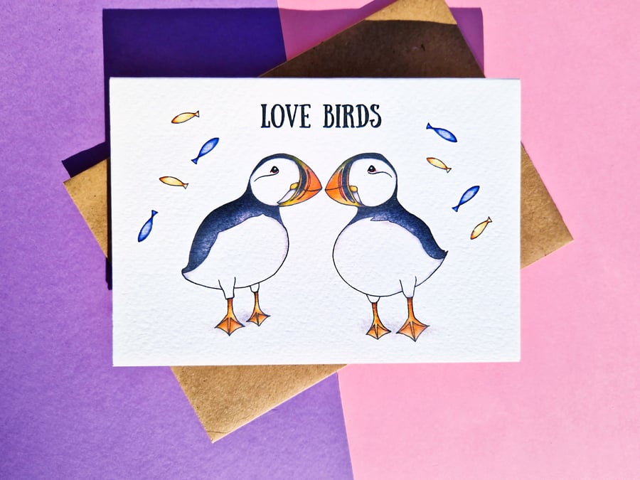 Valentines Day Card, Puffin Valentine, Wife Valentines, Husband Valentine