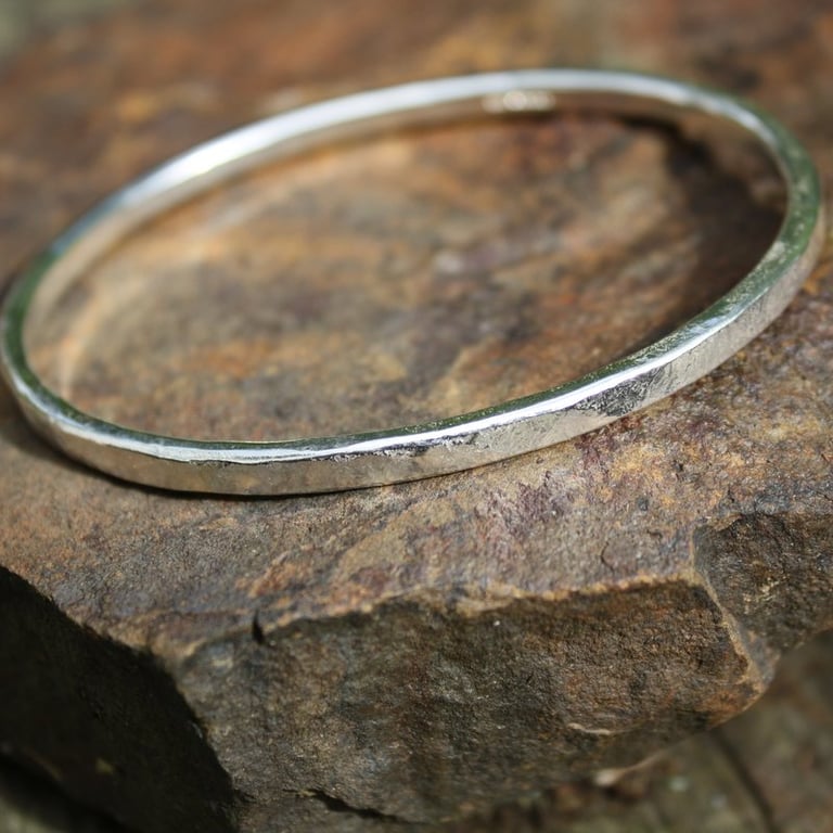  Silver oval bangle heavy forged
