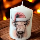 Christmas Highland cow candle 8cm x 5.7cm home decor