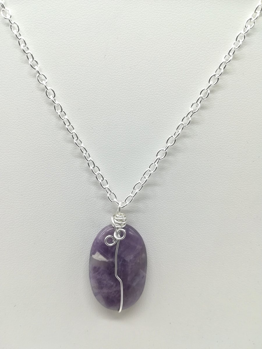 Handcrafted Wire Wrapped Amethyst,Minimalist,Single Bead pendant,Spirituality