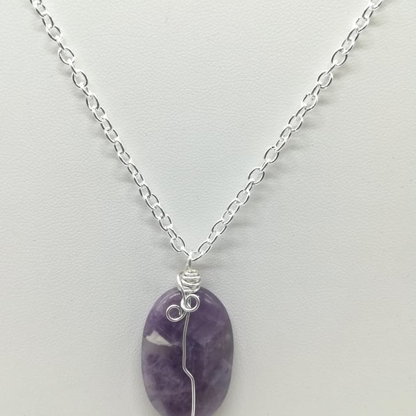 Handcrafted Wire Wrapped Amethyst,Minimalist,Single Bead pendant,Spirituality