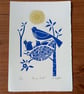 Birds Nest, Limited Edition Linocut, Original Print by Giuliana Lazzerini - Image 1