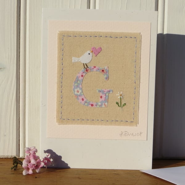 Sweet little hand-stitched letter G - New Baby, Christening or Birthday