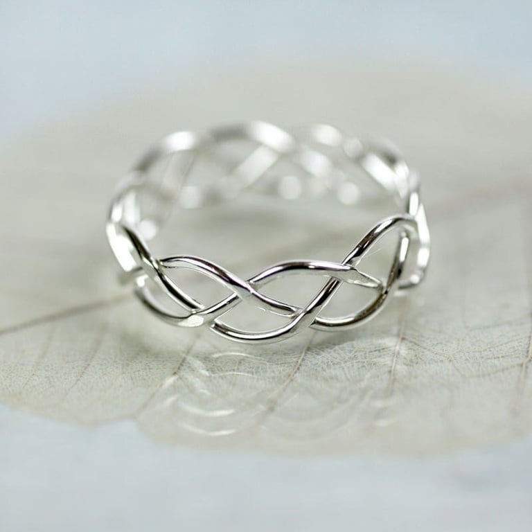 Silver Celtic Ring - Braid Ring 5mm - 3 Strand - Unisex - Silver Ring Braided