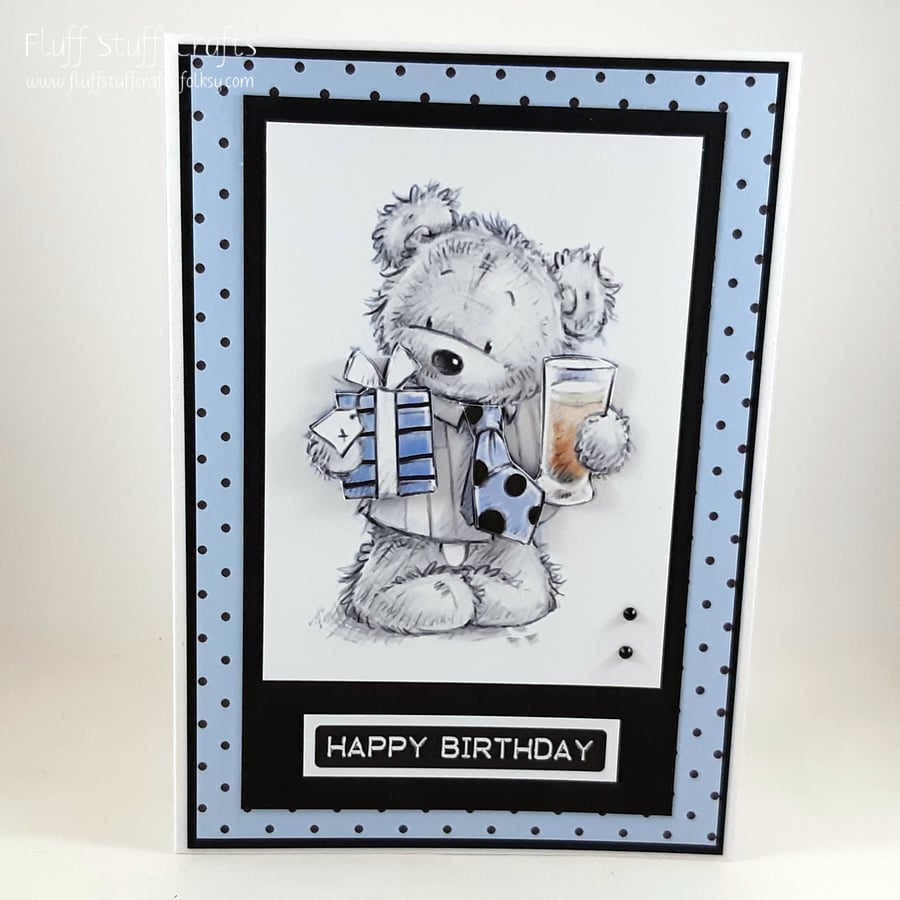Handmade James bear birthday card