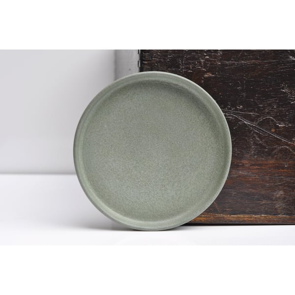 Small Concrete Tray: Round Ash Green Modern Minimalist Catchall Dish