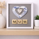 Handmade Decoupage Heart Frame 12cm x 12cm Matt White Grain Finish