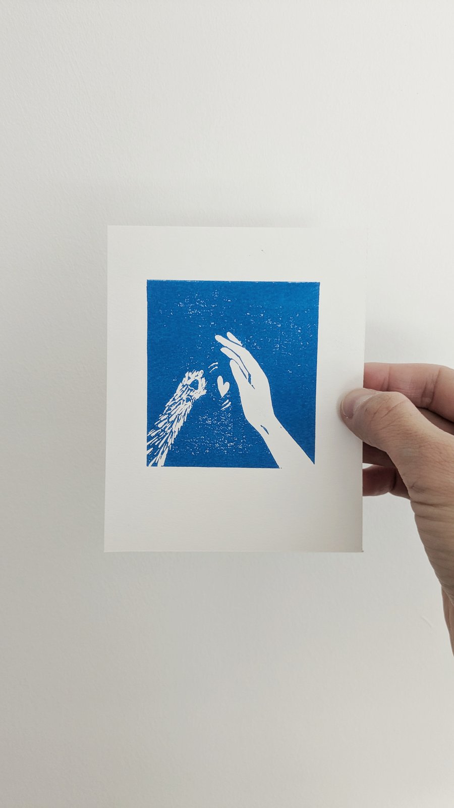 'Paw' - Cute Handmade Lino Print For Cat Lovers, Gift for Animal Lover