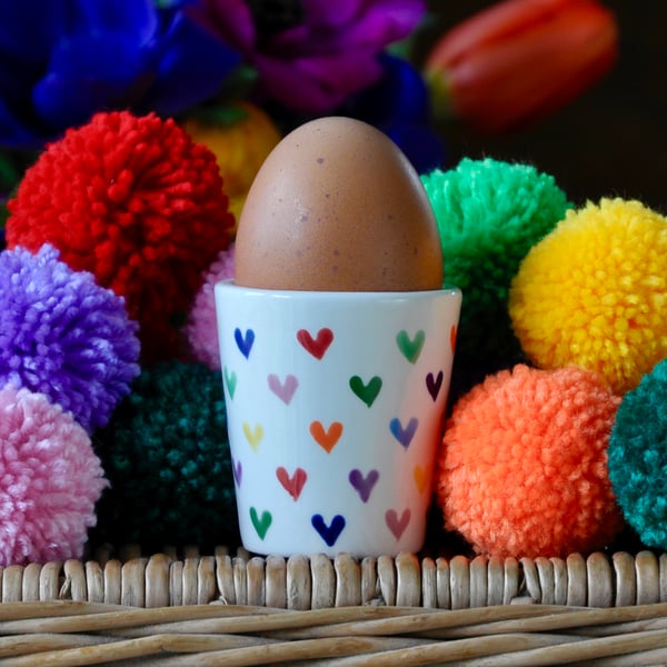 Love Hearts Egg Cup - Hand Painted