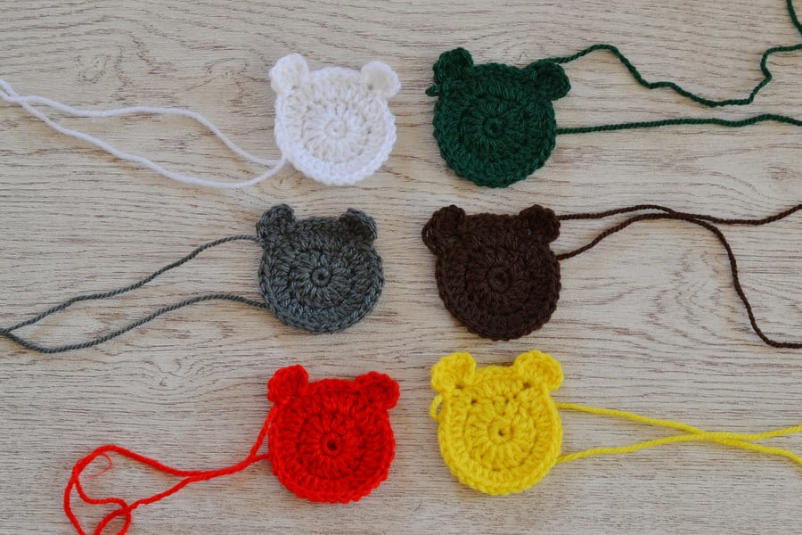 6  Crochet Teddy Bear Applique Motifs
