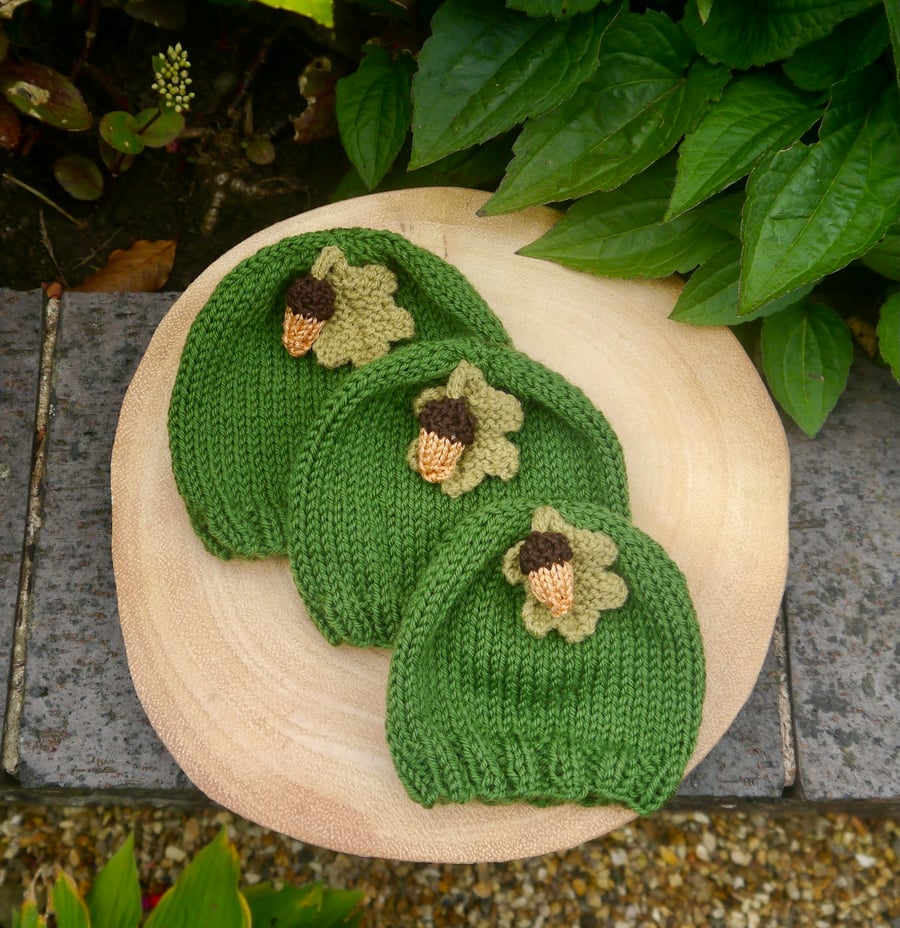 Newborn Oak Leaf Hat, Wool Baby Hat