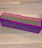 Pencil case with lid and button closure - autumnal colours with magenta edging - Image 3