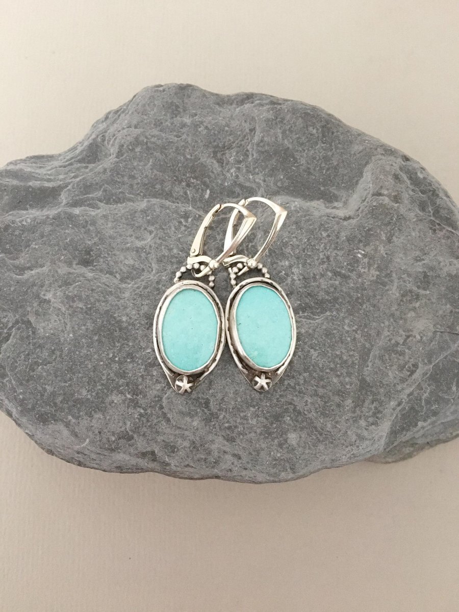 Turquoise Earrings - Silver and Turquoise - Silver Earrings