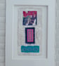 Pretty Patterned Pink Blue Teal Handstitched Geometric Small Art Pictures - Image 6