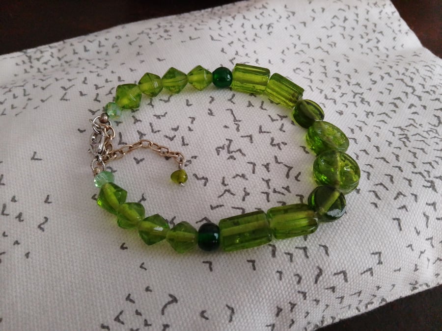 Handmade bracelet made using pre-loved beads.