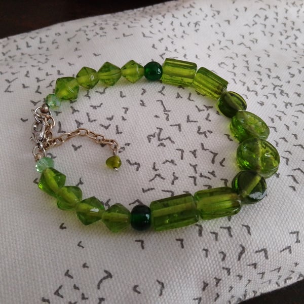 Handmade bracelet made using pre-loved beads.