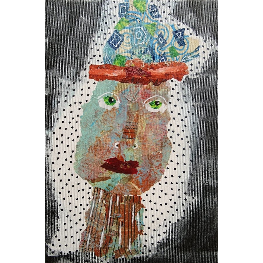 Naive Portrait Painting Outsider Folk Art Mixed... Folksy