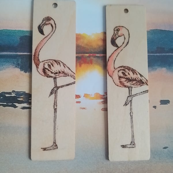 Flamingo wooden bookmark 