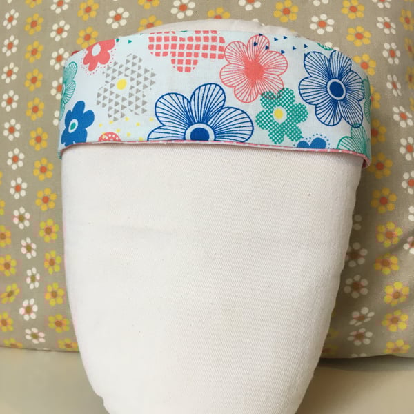 Hair bands - 3 styles  flowers,  patterns,  red & orange 