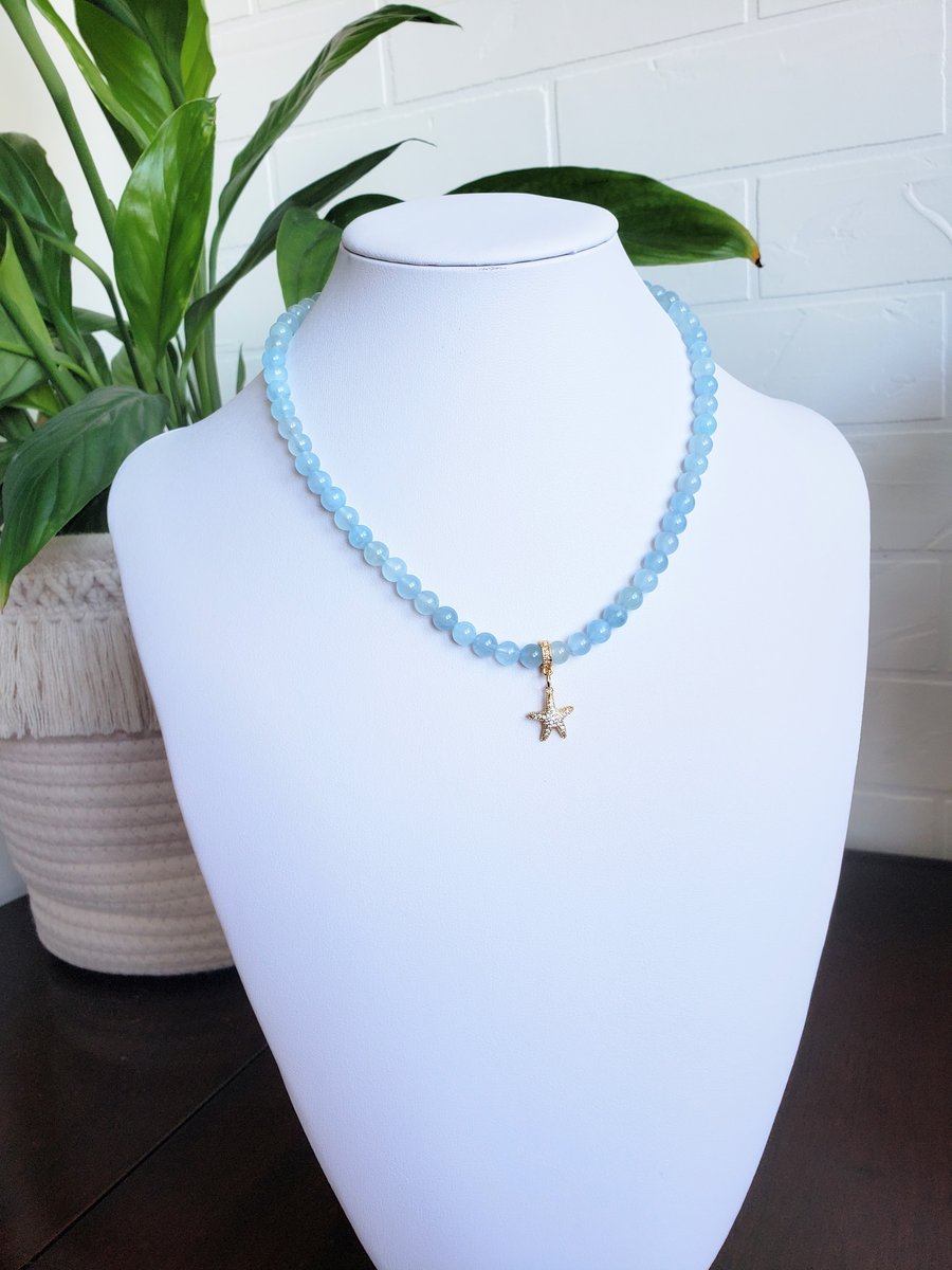 Gemstone Choker Aquamarine Necklace Gemstone Gift For Her
