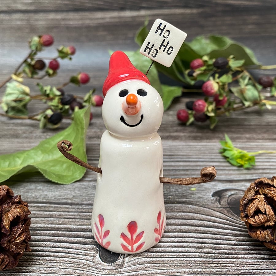 Handmade Ceramic Ho Ho Ho Snowpeep