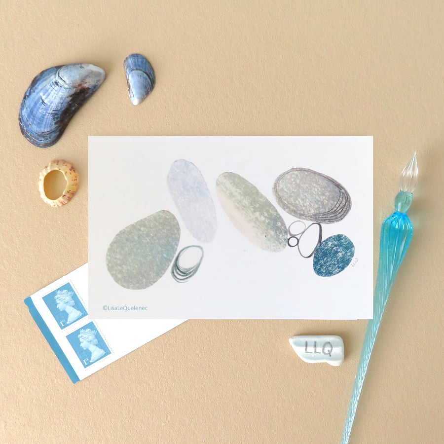 pebbles I an abstract collage study of beach pebbles plastic free