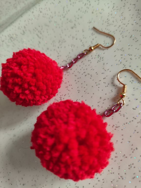 Handmade pom pom earrings 
