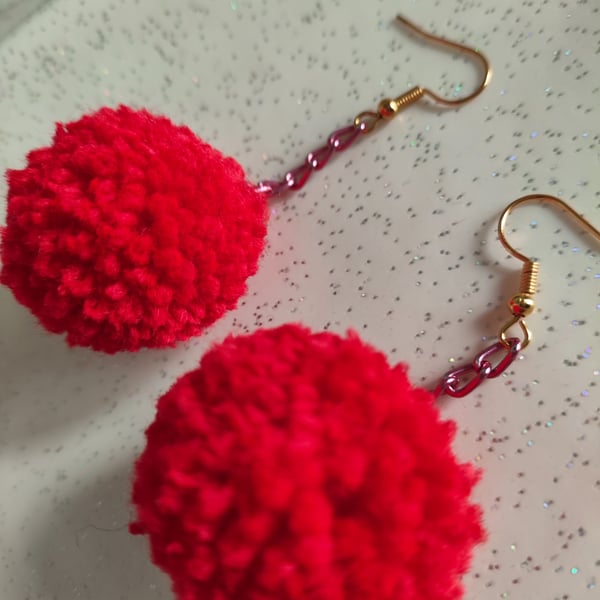 Handmade pom pom earrings 