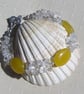 SALE Yellow Jade & Clear Quartz Gemstone Beaded Bracelet "Sunflower Mist"  - Image 2