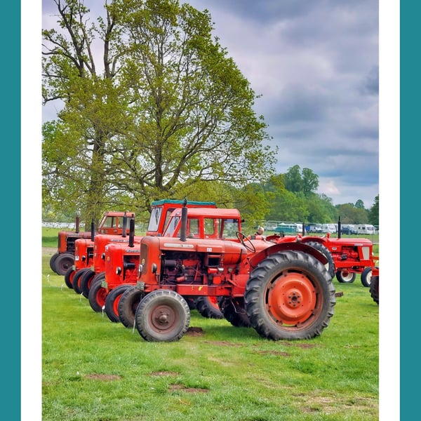 Vintage Orange ractors Greeting Card A5