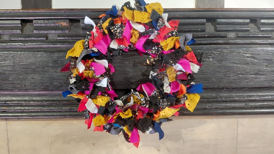 Image of Halloween Rag Wreath  10inchs