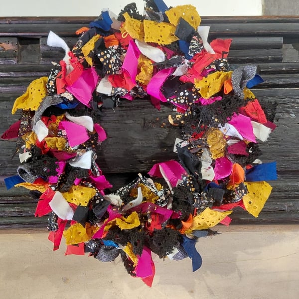 Halloween Rag Wreath  10inchs