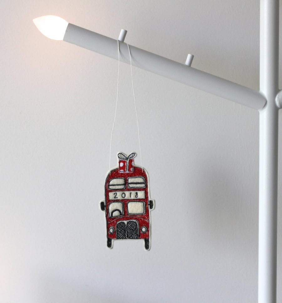 Special Order for Lesley - Little Red Bus '2018' - Hanging Decoration