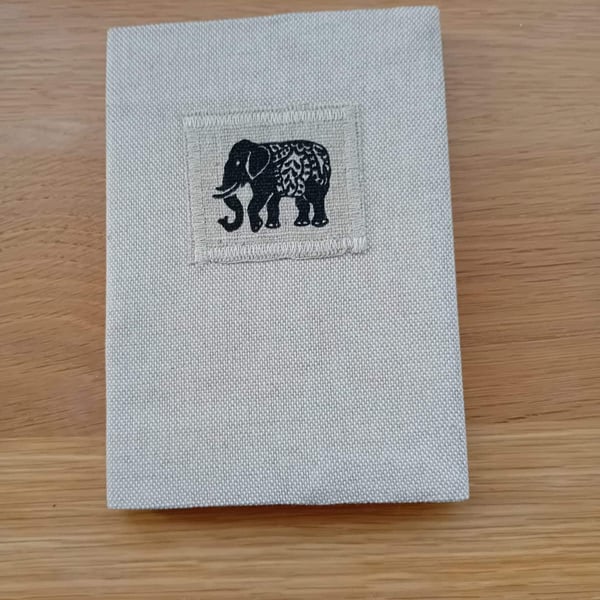 A6 Fabric covered notebook - Elephant applique