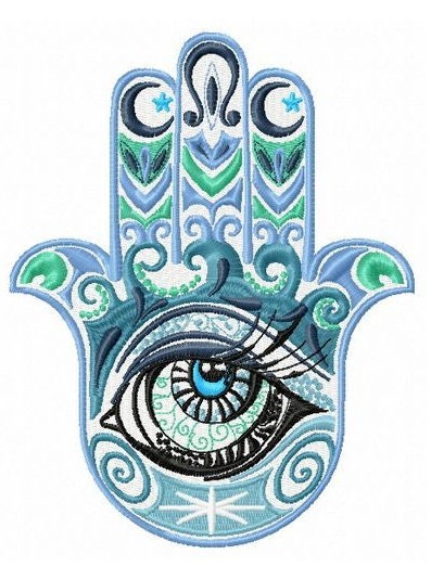 Hamsa With Seeing Eye Embroidered Patch - available in 5 sizes