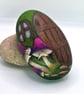 Fairy Door Rock Art with Purple Mushrooms