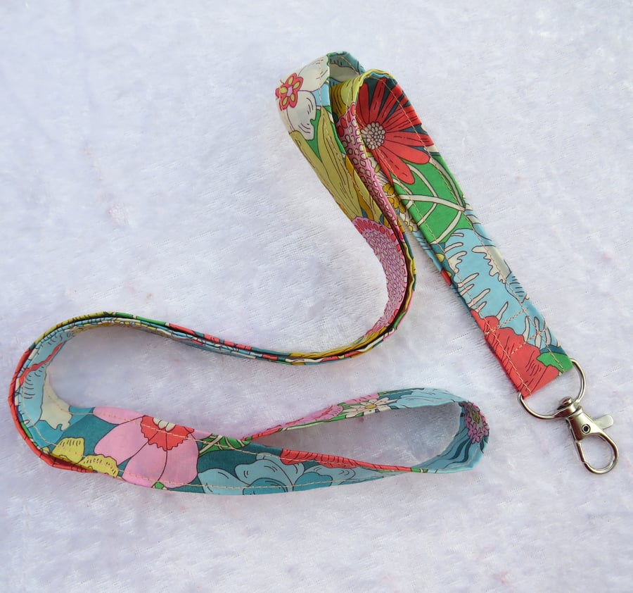 Liberty Tana Lawn lanyard, with swivel lobster clip, floral
