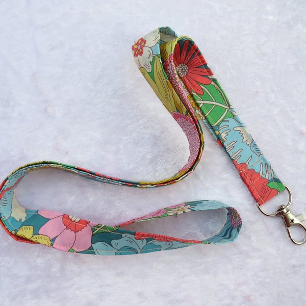 Liberty Tana Lawn lanyard, with swivel lobster clip, floral