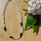 Black and white crystal necklace.  Sparkling clear chips and black crystal beads