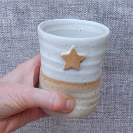 Water or juice beaker, beer tumbler cup hand thrown stoneware pottery star