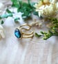 Black Resin and Abalone Shell adjustable Stainless Steel Gold Ring - Image 4